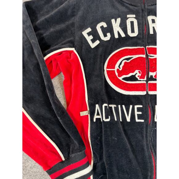 Vintage Y2K Ecko Red #72 Bomber Jacket Womens Small Black Full Zip Active Label - Picture 3 of 8